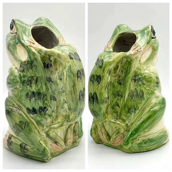 Majolica Frog Pitcher With Salamander Relief Handle Ceramica Del Cardello Italy - Picture 9 of 14